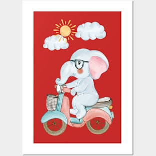 Baby Elephant Motorcycle Posters and Art